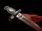 Antique Big Sword Shape Thunderbird&卍 Stamped Pin