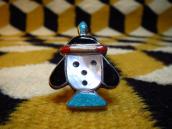 Zuni Vintage Channel Inlay Snoopy? Face Silver Ring  c.1960～