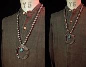 Antique  Bench Made Silver Bead Necklace  w/Big Naja