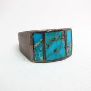 Vintage Zuni Inlay Heavy Silver Ring  c.1950