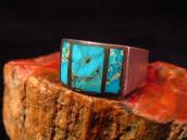 Vintage Zuni Inlay Heavy Silver Ring  c.1950