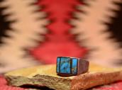 Vintage Zuni Inlay Heavy Silver Ring  c.1950
