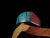Vintage Zuni Inlay Heavy Silver Ring  c.1950