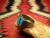 Vintage Zuni Inlay Heavy Silver Ring  c.1950