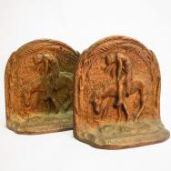 Antique 【End of the Trail】 Brass Bookends  c.1940