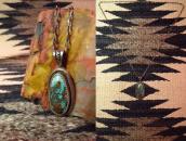 Vintage Royston TQ Shadowbox Fob Necklace