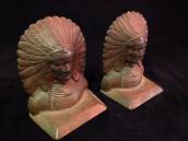 Antique Indian Chief Cast Iron Bookends 1910～