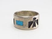 Vintage Hopi or Navajo Thunderbird Overlay Ring w/TQ c.1950～