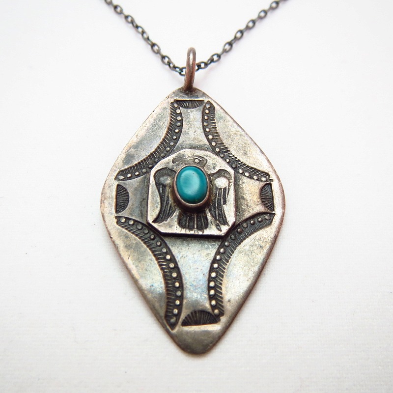 Vintage Thunderbird Stamped Fob Necklace c.1930