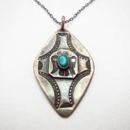 Vintage Thunderbird Stamped Fob Necklace c.1930