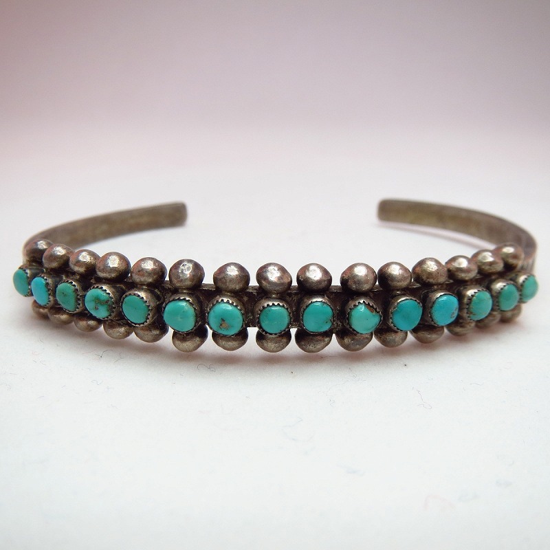 Zuni Cuff with 15 Turquoise & Silver balls  c.1940