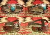Antique Split Silver Cuff Bracelet w/TQ  c.1940