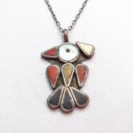 Antique Zuni Inlay Thunderbird Fob Necklace c.1940