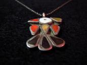 Antique Zuni Inlay Thunderbird Fob Necklace c.1940
