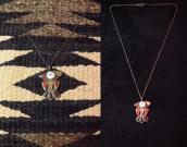 Antique Zuni Inlay Thunderbird Fob Necklace c.1940