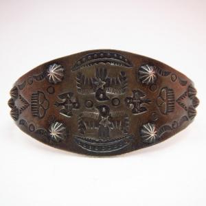 BELL Stamp & Concho Repousse Silver Cuff  c.1940