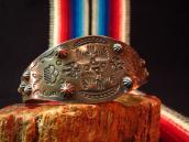 BELL Stamp & Concho Repousse Silver Cuff  c.1940