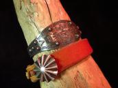 BELL Stamp & Concho Repousse Silver Cuff  c.1940