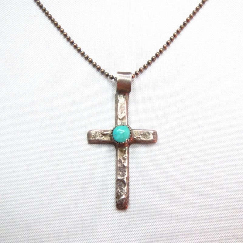 OLDPAWN Small Cross Fob w/TQ Necklace  c.1980