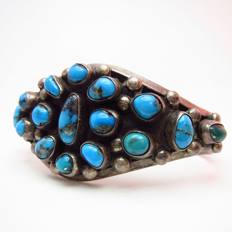 Vintage Navajo Cluster Cuff with Turquoise  c.1950