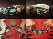 Antique Twisted Wire Silver Cuff w/TQ  c.1930