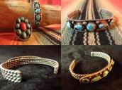 Antique Twisted Wire Silver Cuff w/TQ  c.1930