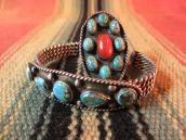 Antique Twisted Wire Silver Cuff w/TQ  c.1930