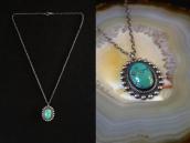 Vintage Green Turquoise Fob Silver Necklace  c.1945～