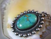 Vintage Green Turquoise Fob Silver Necklace  c.1945～