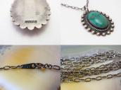 Vintage Green Turquoise Fob Silver Necklace  c.1945～