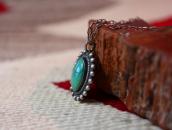 Vintage Green Turquoise Fob Silver Necklace  c.1945～