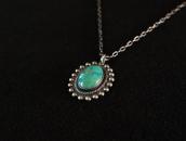 Vintage Green Turquoise Fob Silver Necklace  c.1945～