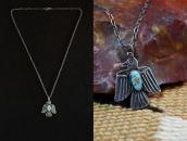 Vtg Arrows Stamped Thunderbird Fob Necklace w/Gem TQ c.1940～