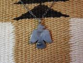 Vtg Arrows Stamped Thunderbird Fob Necklace w/Gem TQ c.1940～