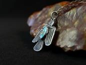 Vtg Arrows Stamped Thunderbird Fob Necklace w/Gem TQ c.1940～