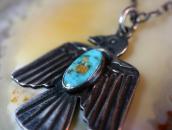 Vtg Arrows Stamped Thunderbird Fob Necklace w/Gem TQ c.1940～