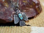 Vtg Arrows Stamped Thunderbird Fob Necklace w/Gem TQ c.1940～