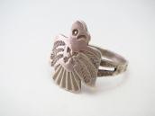 Atq Crossed Arrows Stamped T-bird Shape Silver Ring  c.1930～