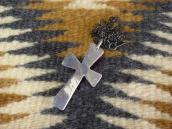 Vintage Navajo Casted Silver Cross Fob Necklace w/TQ c.1965～