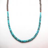 Vintage Natural Turquoise Disc Beads Heishi Necklace  c.1950