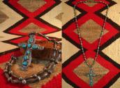 Horace Iule Zuni Vintage Cross Fob Beaded Necklace  c.1940～