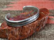 【Dyaami Lewis】 Acoma Stamp & Filed Heavy Silver Cuff  L-