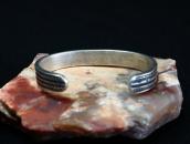 【Dyaami Lewis】 Acoma Stamp & Filed Heavy Silver Cuff  L-