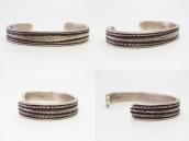 【Dyaami Lewis】 Acoma Stamp & Filed Heavy Silver Cuff  L-