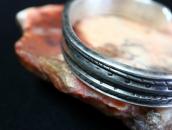 【Dyaami Lewis】 Acoma Stamp & Filed Heavy Silver Cuff  L-