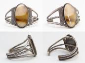 Vintage Silver Wire Cuff Bracelet w/Picture Agate  c.1940～