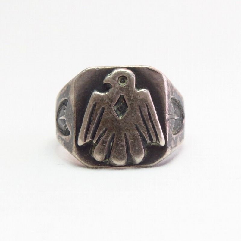 Vintage Navajo Thunderbird Applique Seal Ring  c.1940～