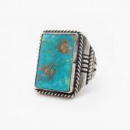 Vintage Navajo Sq. Hi-Grade Blue Gem Turquoise Ring c.1960～