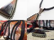 Atq Navajo PetrifiedWood Triangle Shape Fob Necklace c.1940～
