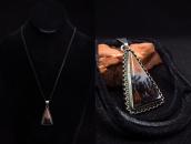 Atq Navajo PetrifiedWood Triangle Shape Fob Necklace c.1940～